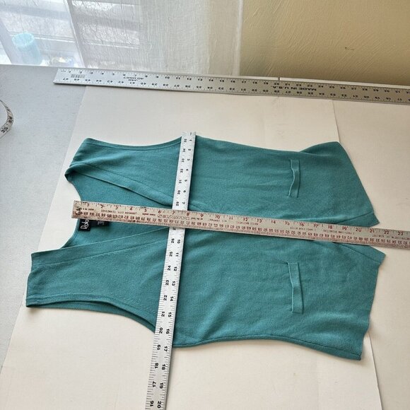 Vintage Rafaela Teal Blue Brown Button Slim Fit Womens Vest Size Small Pockets - Picture 2 of 9